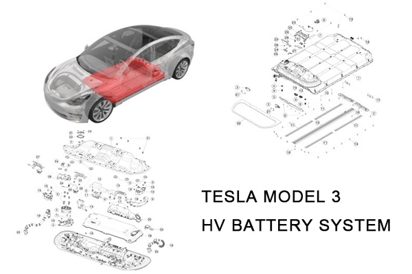 Tesla модель 3 HV Аккумулятор электрических компонентов Узел
