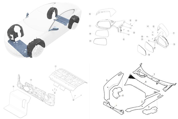 Tesla Model S Model S Внешние фитинги Комплект замены