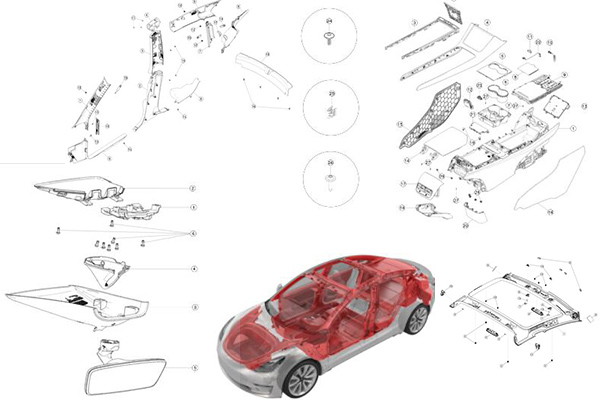 Tesla Model 3 багажник багажного отделения для багажа Headliner Внутренняя отделка